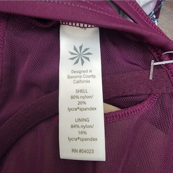 Athleta Marrakesh Side Scrunch Tankini Lycra UPF 50+ Maroon Quickdri 32D/DD - Picture 8 of 8